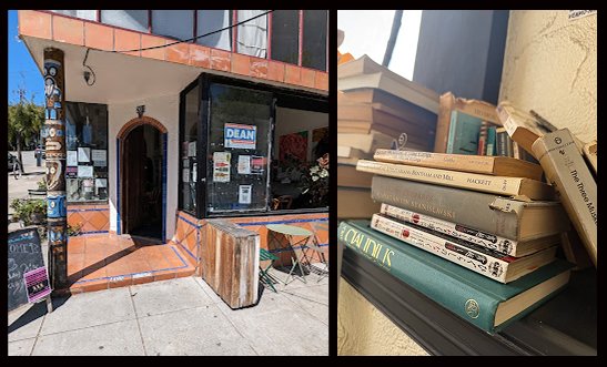 A curated big little free library the size and shape of a classic SF cafe, sometimes hosting amazing live jazz in the evenings.